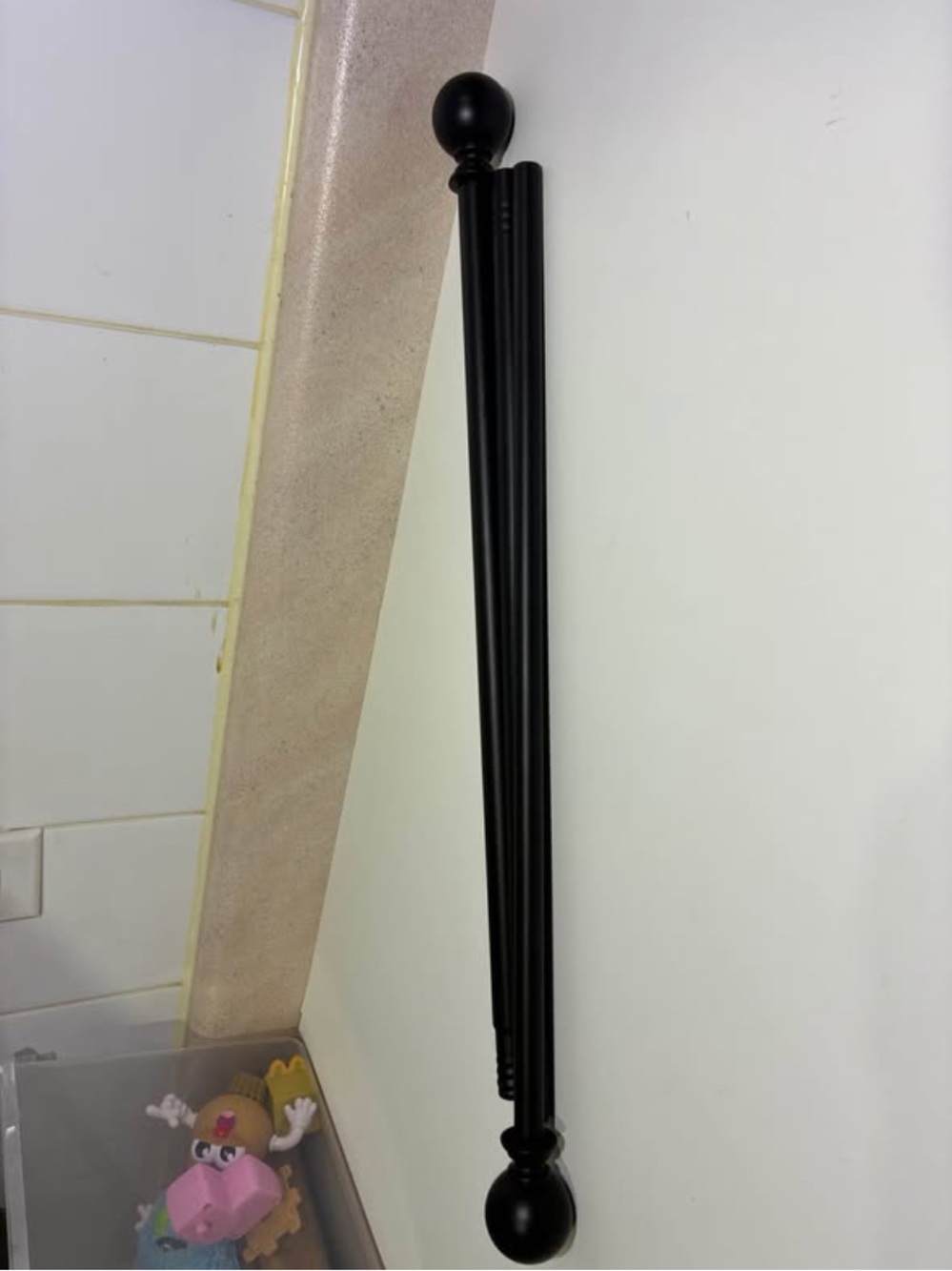 Black Adjustable Curtain Rod with Ball Finials